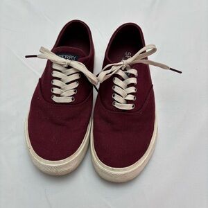 Sperry Top Sider Burgundy Canvas Sneakers
